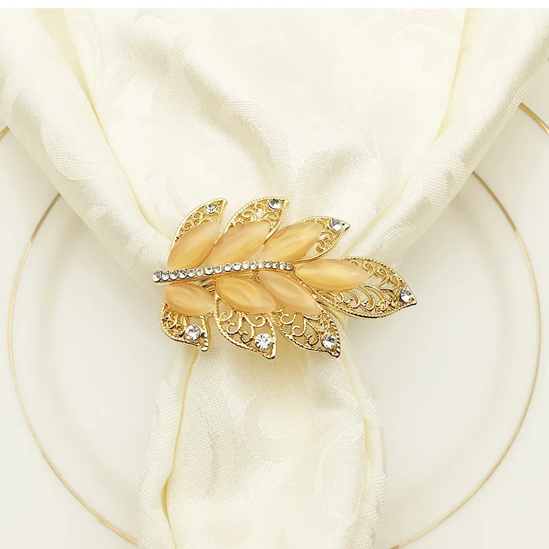 6 шт. отельный металлический лист салфетка Пряжка золотистого Салфетка кольцо в