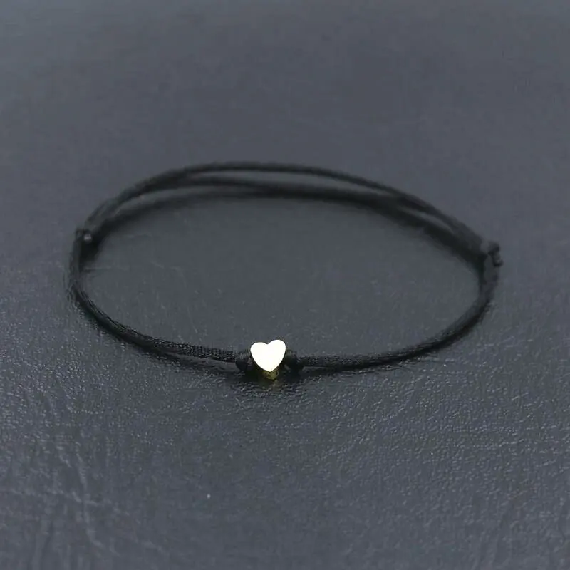 BPPCCR минимализм Lucky Love Heart shape Charm Bracelet тонкая красная веревочная нить нитка, плетеный браслет для мужчин и женщин, парные подарки