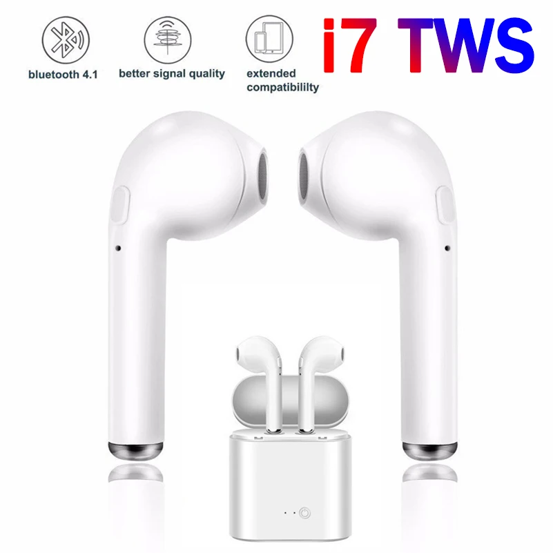 TWS I7 беспроводные наушники Bluetooth 4,2 спортивные мини бинауральные Беспроводные наушники с зарядным устройством для всех смартфонов