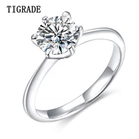 tigrade 925 sterling silver ring classic wedding ring engagement ladies hearts arrows bague femme argent 925 bride jewelry