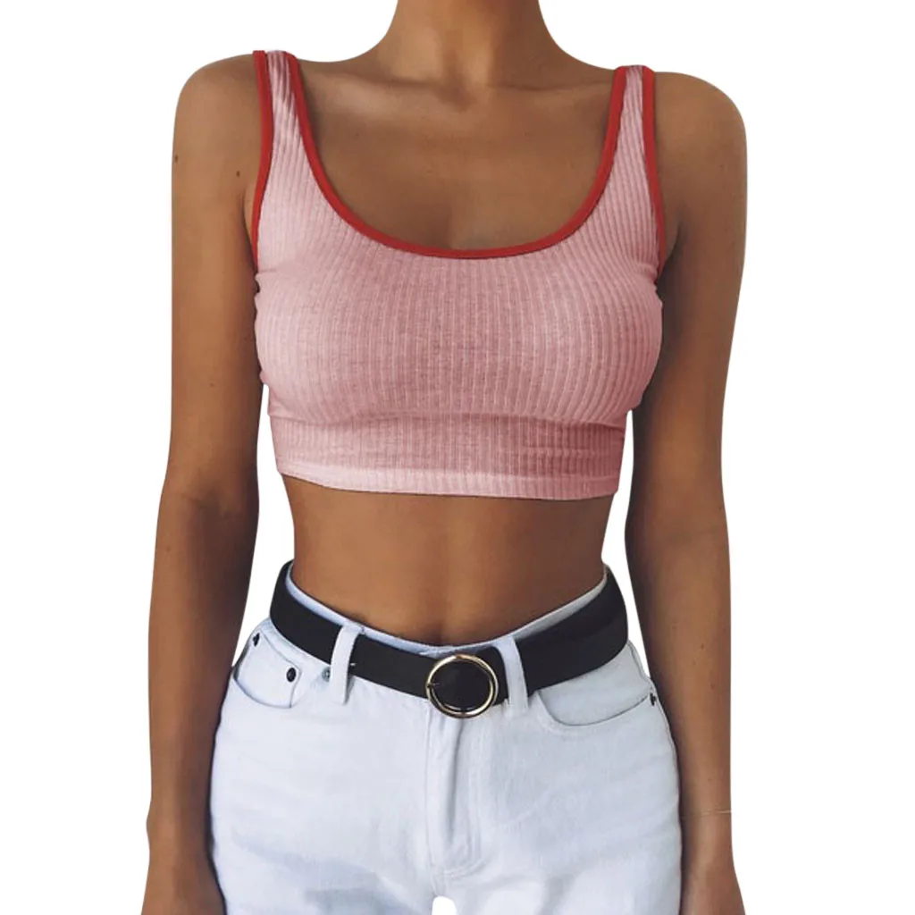 Fashion Summer Sexy Female Crop Tops Women Sleeveless Short O-Neck Solid Bandage Knotted Tank Vest 2019 Hot Sales | Женская одежда