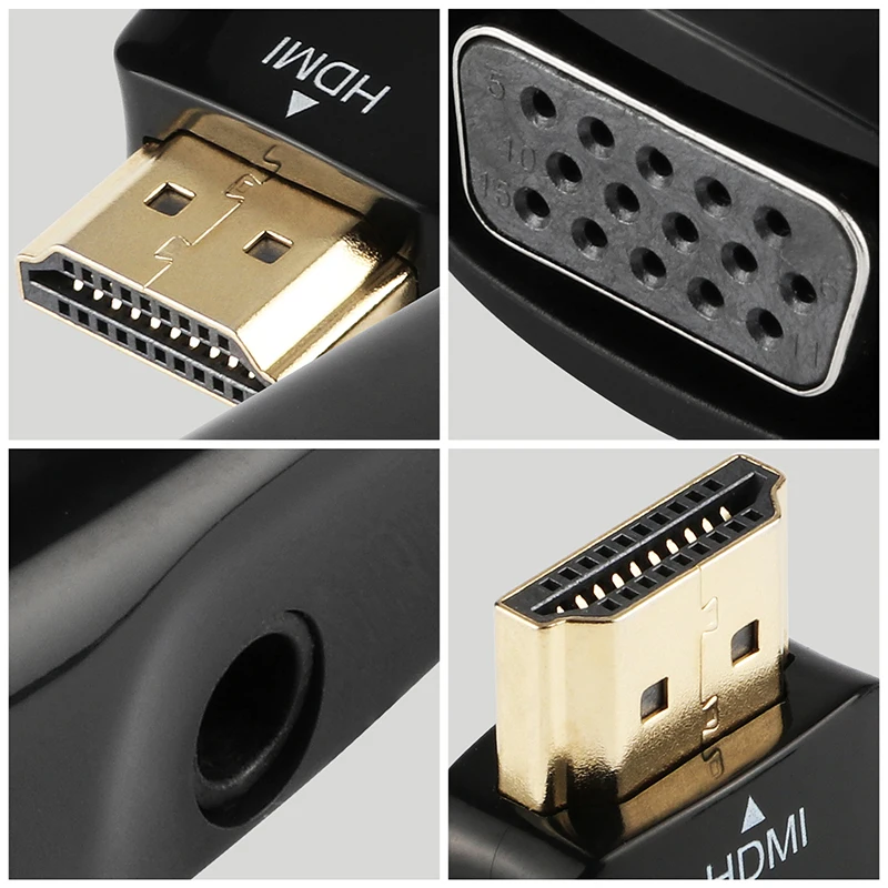 Адаптер AMKLE HDMI в VGA кабель-конвертер с Аудиоразъемом 3 5 мм кабель HD 1080P для X360 PS4 ПК