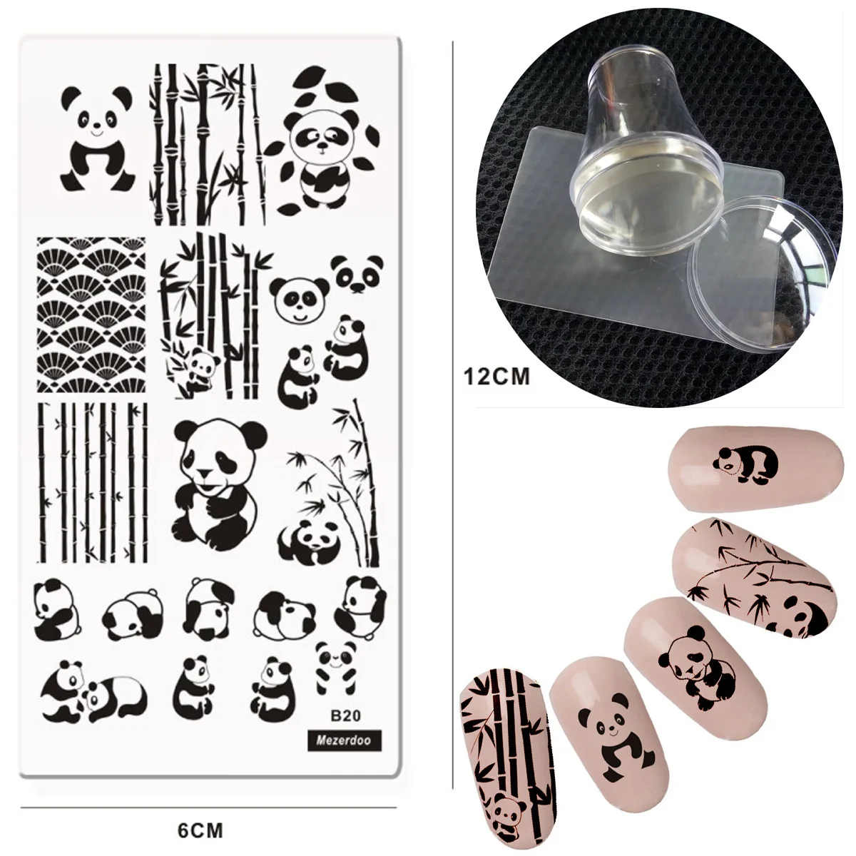 MezerdooB20 Stamp 1 Nail Art шаблона плиты+ 1 ясно желе штамп Стампер скребок набор для ногтей трафарет 12*6 см маникюр ногти плиты изображения - Цвет: MezerdooB20 Stamp
