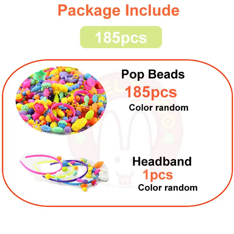 About 185pcs Diy Pop Beads Игрушки для девочек для творчества рукоделие Детские Поделки детские браслеты ювелирные изделия ручной работы Модный комплект игрушка для девочки подарок - Цвет: About 185pcs