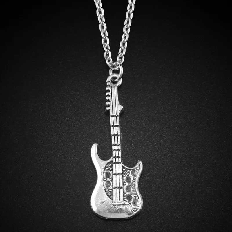Новинка 2017 года для женщин Jewelry Винтаж Серебряный тон 0 5 &quotX 1 2&quot Кулон гитара