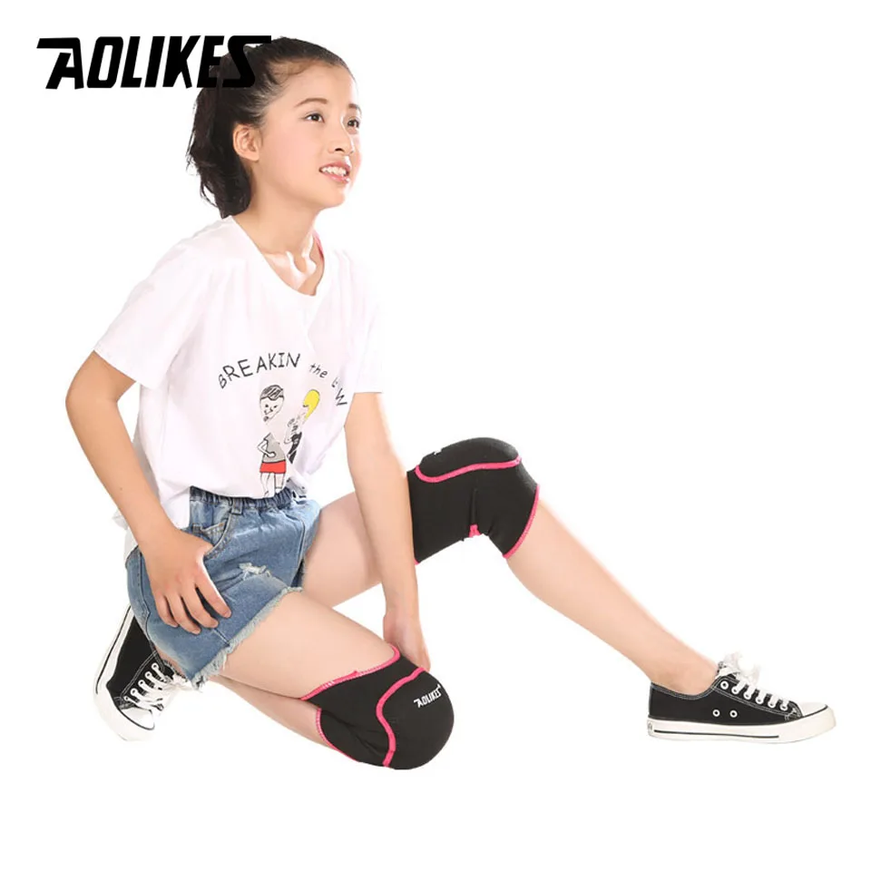 AOLIKES/1 пара, Детские губки для поддержки колена, для танцев, волейбола, тенниса, наколенники для спортивного зала, наколенники для детей, защита колена