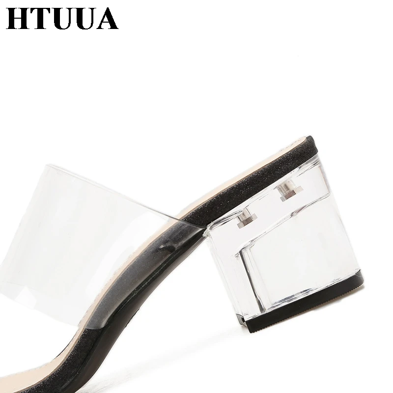 HTUUA/2018 г. Модные летние нежаркие шлепанцы женские прозрачные босоножки на среднем
