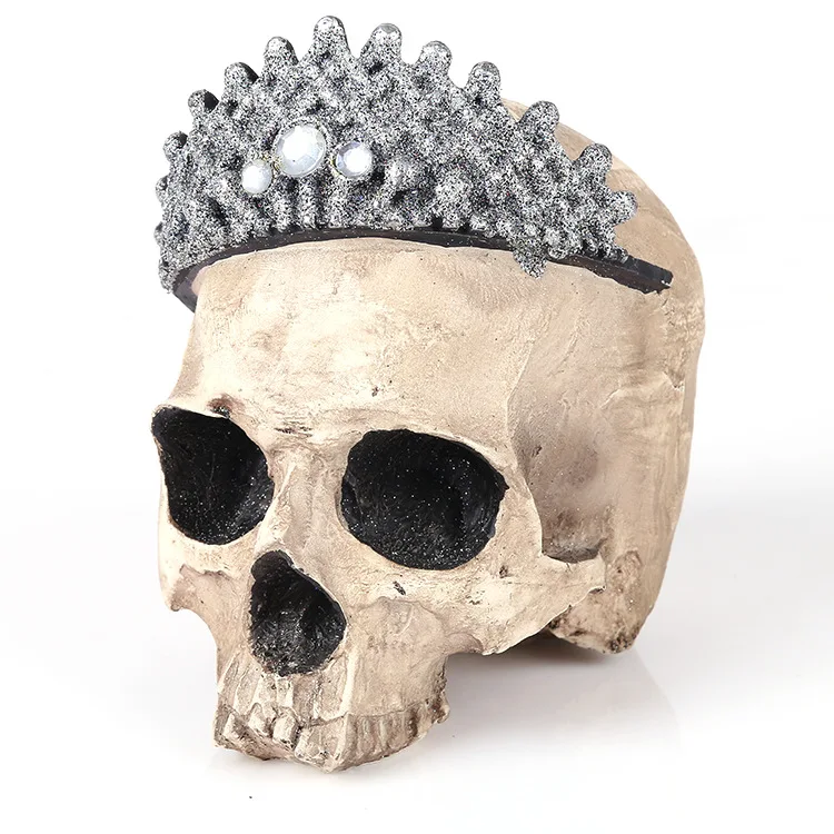 

Moquerry Crown King Human Skull Model Resin Skull Head Art Copy Home Bar Decor Halloween Resin Simulation skull decoracion hogar