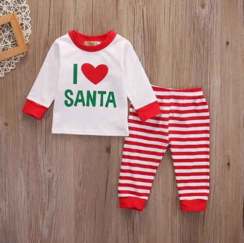 Зимняя Теплая семейная Пижама с надписью I Love Santa|winter nightwear|sleepwear setpajama sets |