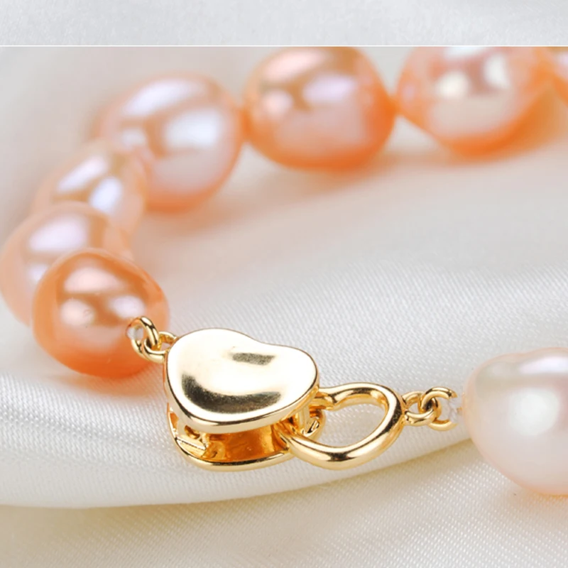 

PEISENI 100% natural freshwater pearl Bracelet Charm 9-10 mm 925 sterling silver jewelry For Women Best Gifts