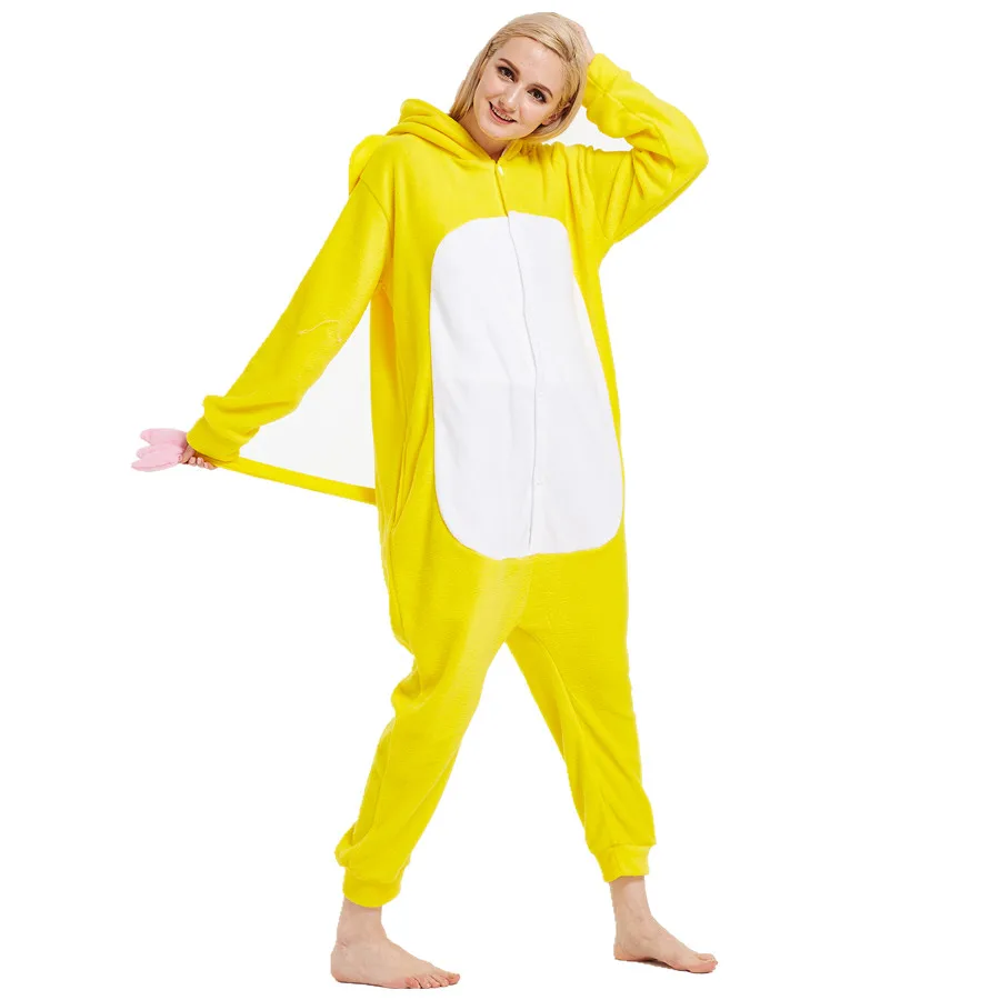 Взрослые флисовые кигуруми желтый слон женские и мужские комбинезоны пижамы