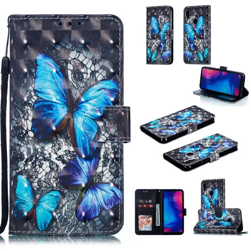 Кожаный чехол для Xiao mi Red mi Note 7, откидная крышка, Xao mi xiomi Red mi Note 7, милый чехол с 3D рисунком и отделением для карт, красный чехол для mi Note7, чехол-бампер s