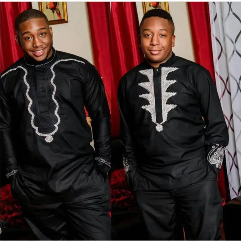 

H&D Dashiki African Men Clothes Bazin Riche African Shirt For Men 2 Two Piece Suits Tops With Trouser Embroidery Pattern PH3036