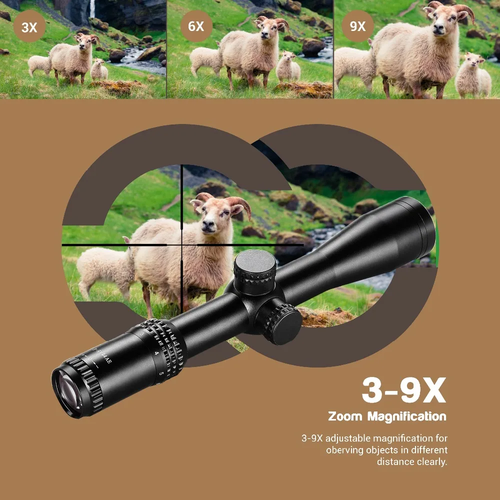 3-9x44 охотничий прицел уличная Сетка прицел оптика тонкий прицел оболочка тактические охотничьи прицелы водонепроницаемый прицел с кольцевым креплением