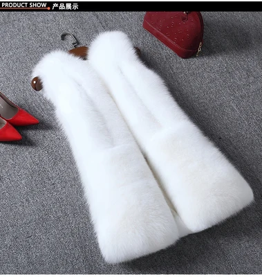 Clobee женские пальто из искусственного меха размера плюс 4XL жилет из искусственного меха Элегантный искусственный Лисий мех женская зимняя верхняя одежда длинный жилет J196