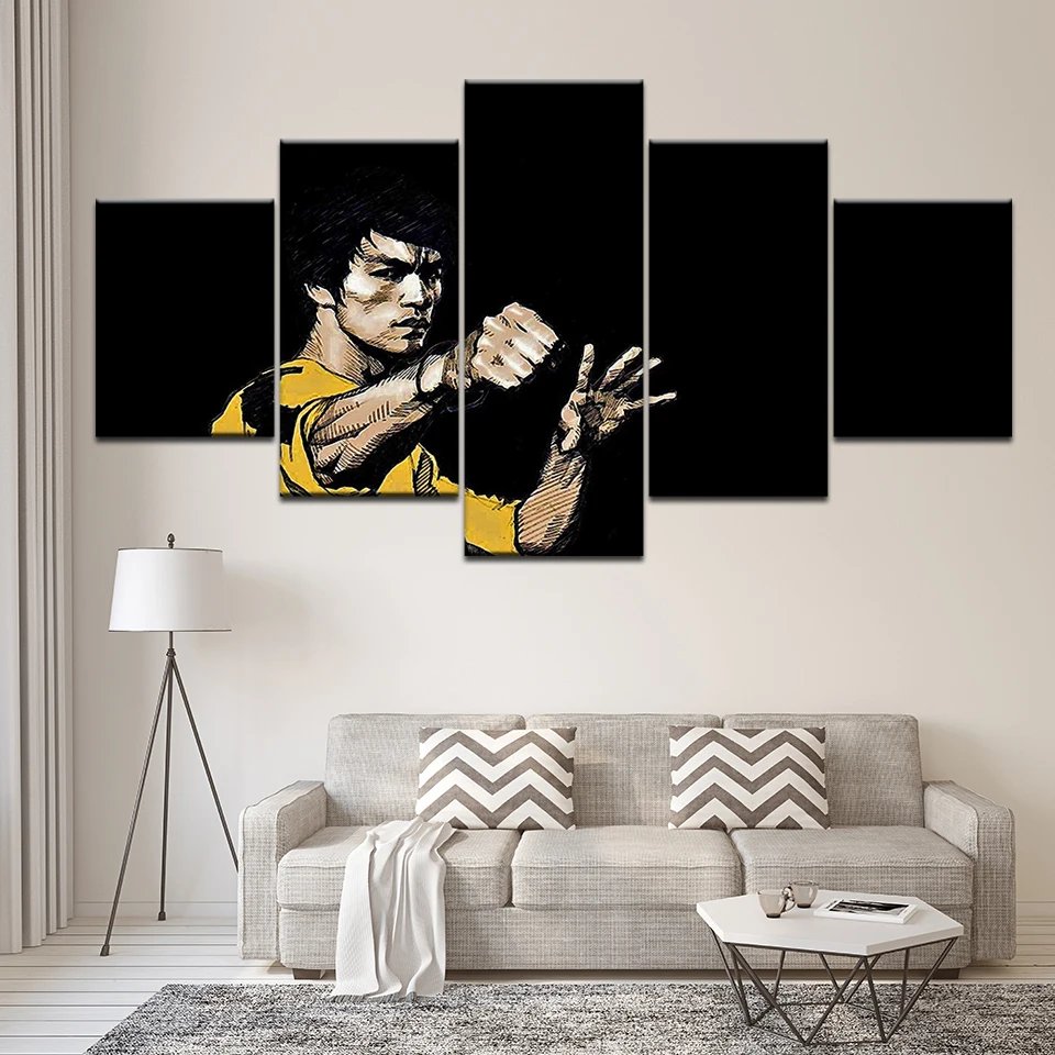 Картина на холсте Брюс Ли не молитесь за легкость жизни 5 шт. Настенная картина