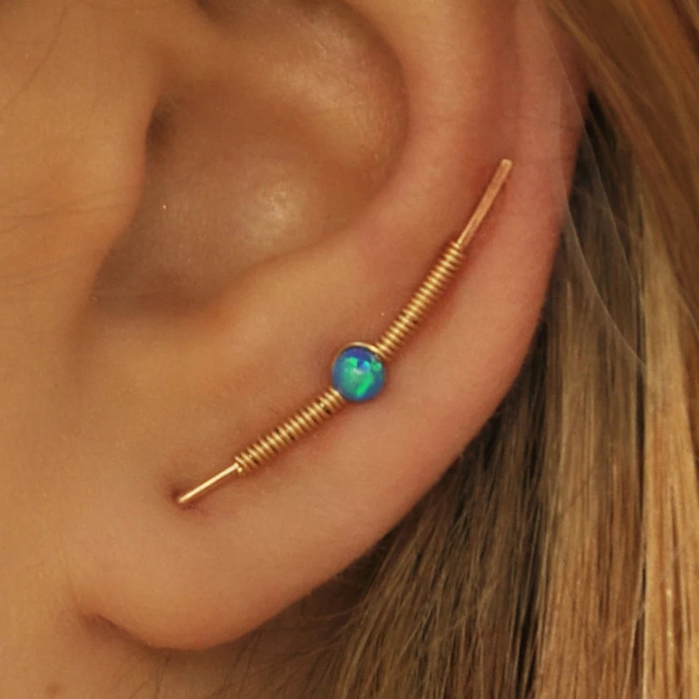 

Gold Filled Ear Cuff Opal Beads Climber Earrings Handmade Boho Oorbellen Minimalist Pendientes Brincos Earrings For Women