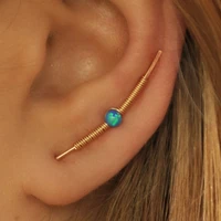 gold filled ear cuff opal beads climber earrings handmade boho oorbellen minimalist pendientes brincos earrings for women