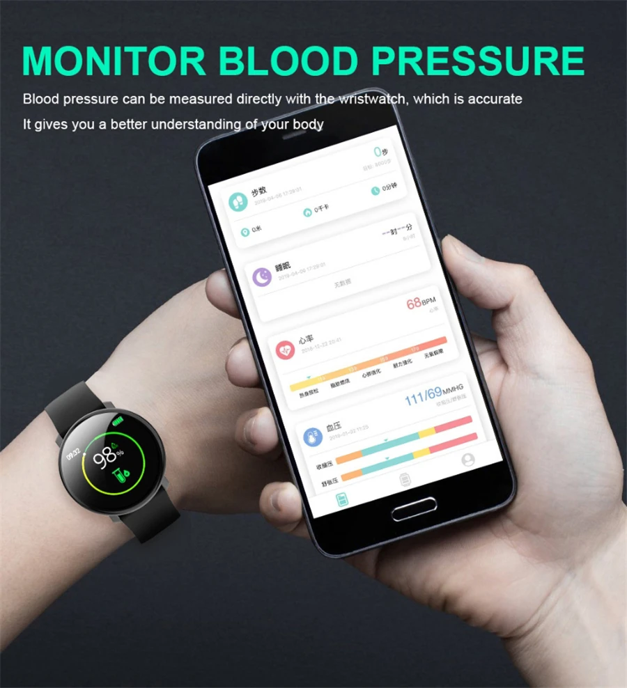 Полный сенсорный M31 smart watch 1,3 дюймовый цветной экран, для здоровья, с экраном частоты сердцебиения, Мониторинг Артериального Давления я спортивный смарт-браслет P68 подарок