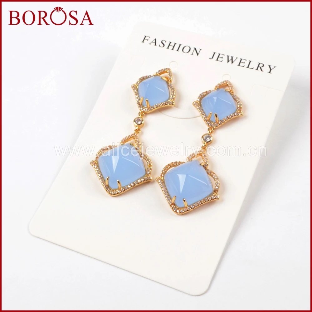 BOROSA/оптовая продажа 5 пар золотистого цвета CZ микро стразы граненый камень