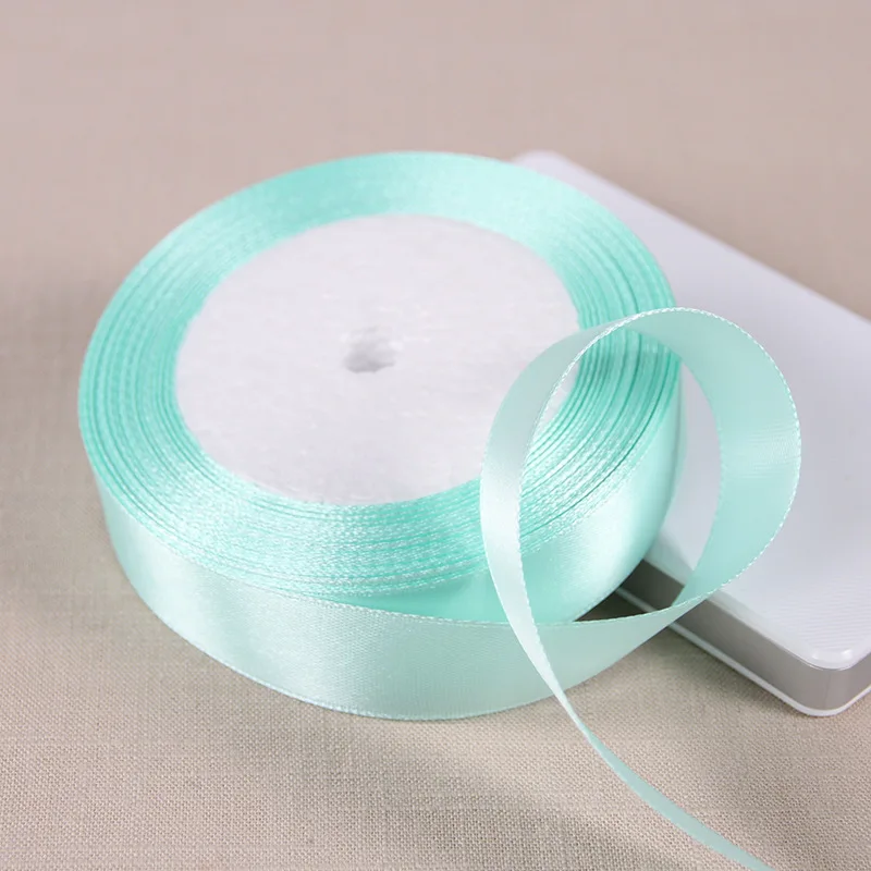 Pretty 6/10/15/20/25/40/50mm 25Yards Aqua Green Silk Satin Ribbon Wedding Decorative Gift Wrap Accessories DIY Handmade Material images - 6