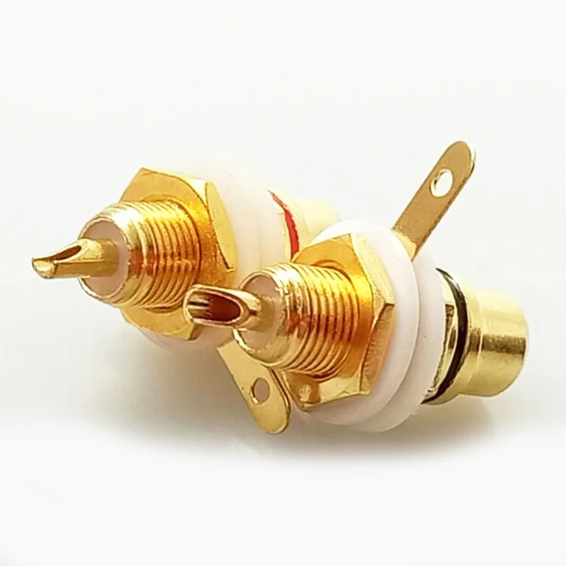 100 шт./лот разъем RCA женское паяльное крепление позолоченный гнездовой шасси
