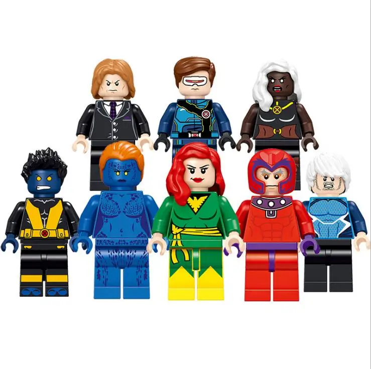 8 шт. Marvel X men Magneto профессора Mystique Quicksilver Phoenix строительные блоки игрушки для