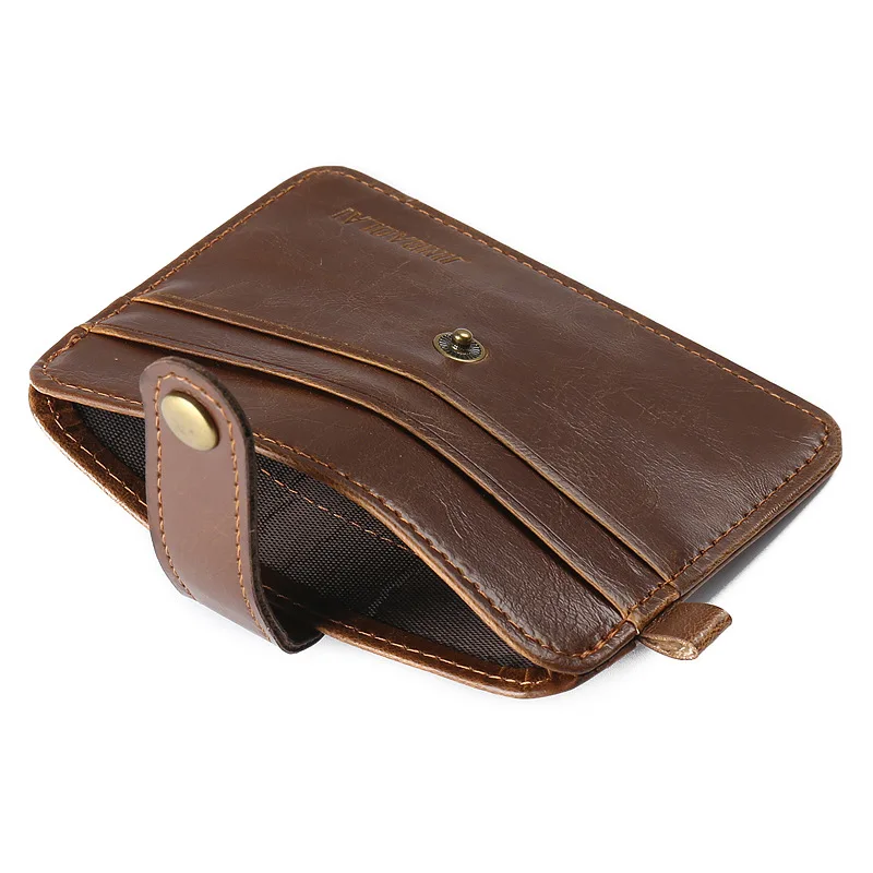 

Luxury Men Wallet Clamp For Money Purses Retro crazy horse Leather Credit Card Holder genuine leather bank card name card purse