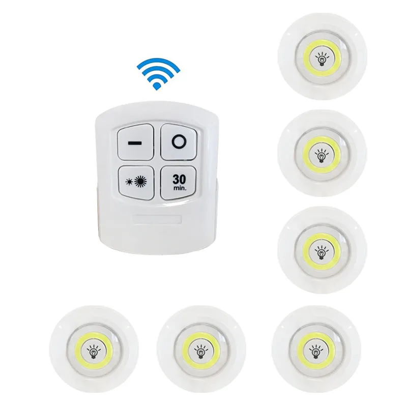1Remote 6 Lamp Дистанционный светильник для шкафа, светодиодный светильник AAA bettery с регулируемой яркостью, сенсорный белый ночник для спальни, кухонный светильник, Декор - Color: 1Remote 6 Lamp