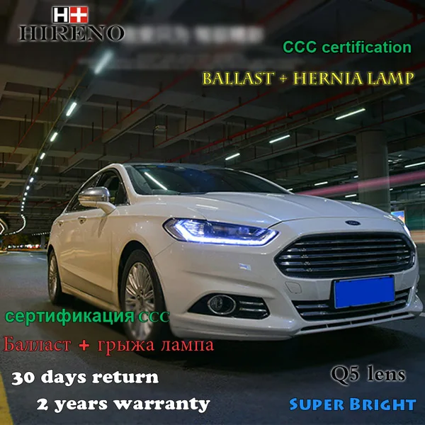 Hireno фары для 2013-2015 Ford Mondeo фар сборки LED DRL ангел объектив двойной луч ксеноновые 2