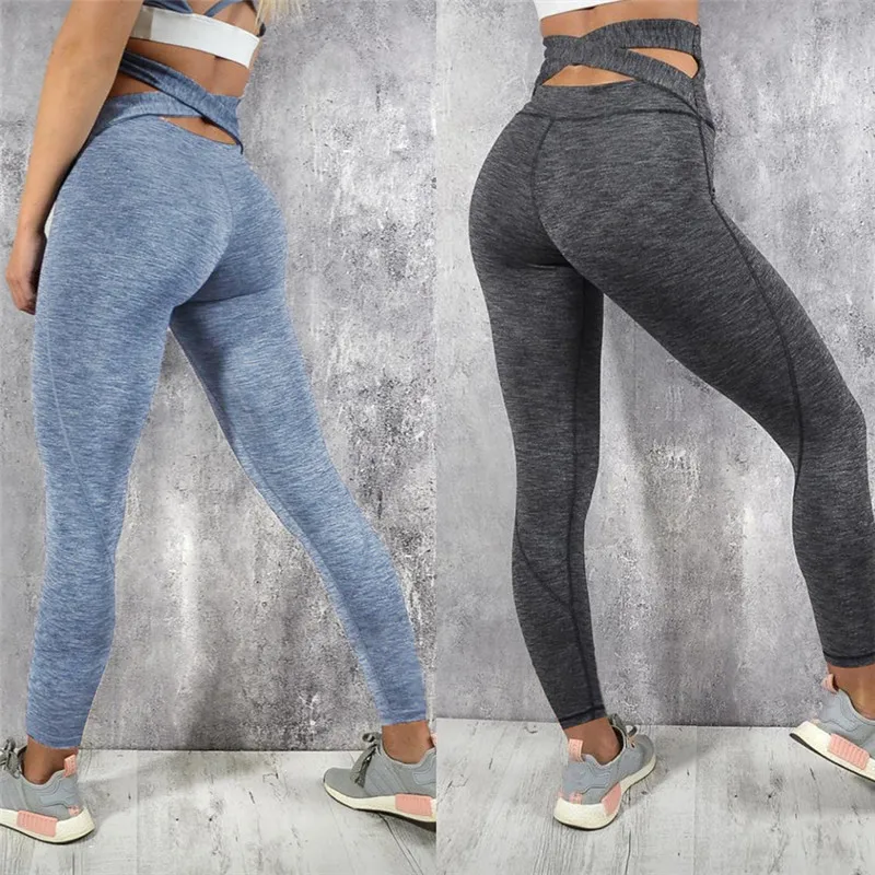 Sports Legging Women High Waist Yoga Pants Cross Belt Dance Tights Compression Gym Leggings Skinny Fitness | Спорт и развлечения