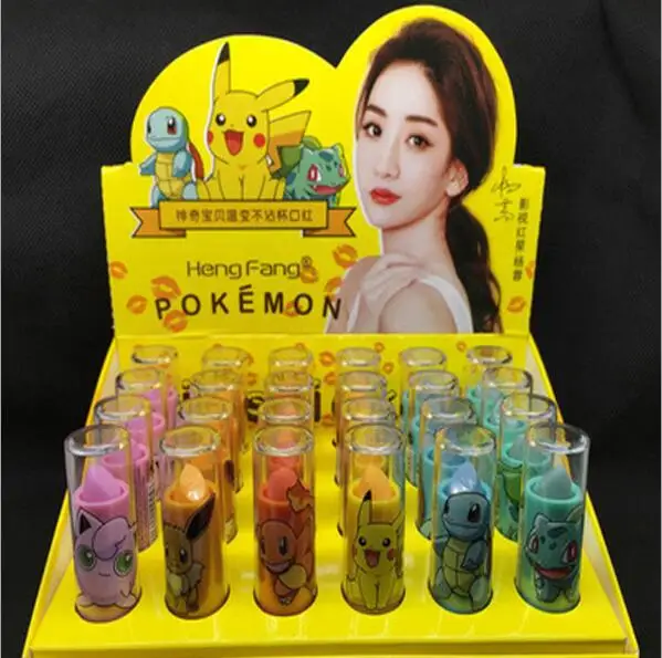 24pcs in one box Милая губная помада Pokemon, воск, бальзам для губ, Увлажняющая губная помада, макияж, волшебный цветной бальзам для губ, 6 различных ароматов - Цвет: 24pcs in one box