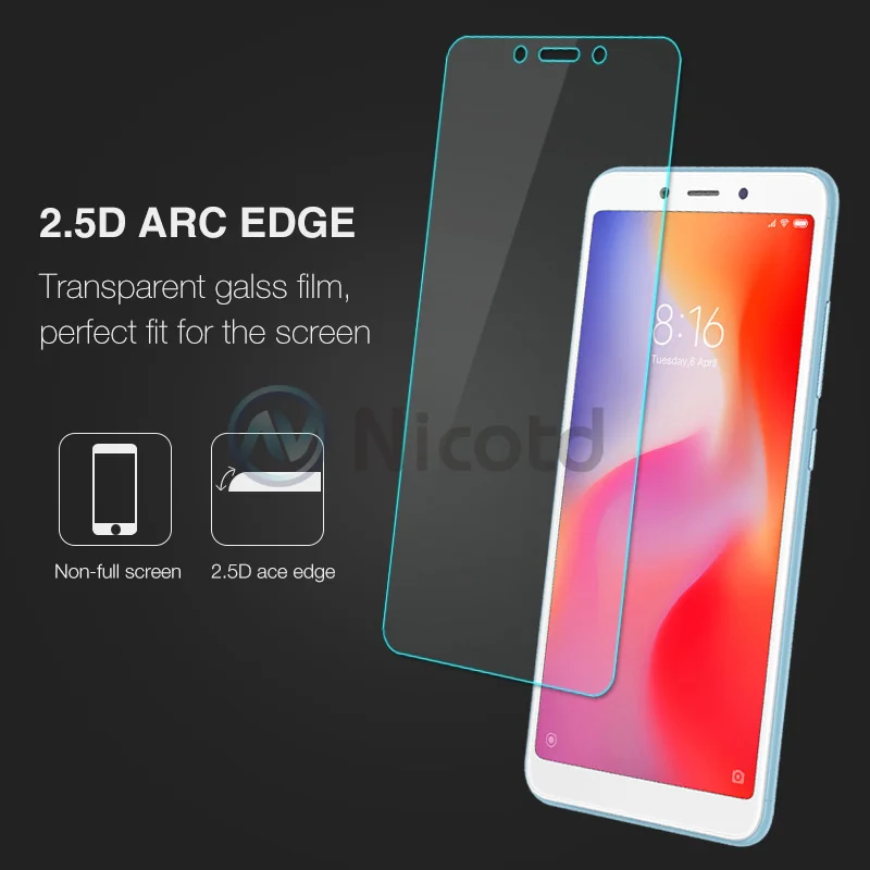 Стекло Nicotd для Xiaomi Redmi 6 Защитная пленка экрана 9H закаленное стекло прозрачная