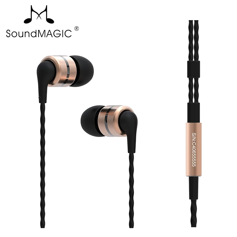 Золотой Горячие Soundmagic E80 HiFi наушники вкладыши супер бас идеальный звук наушники полностью металлические наушники сильный бас чистый голос - Цвет: Золотой
