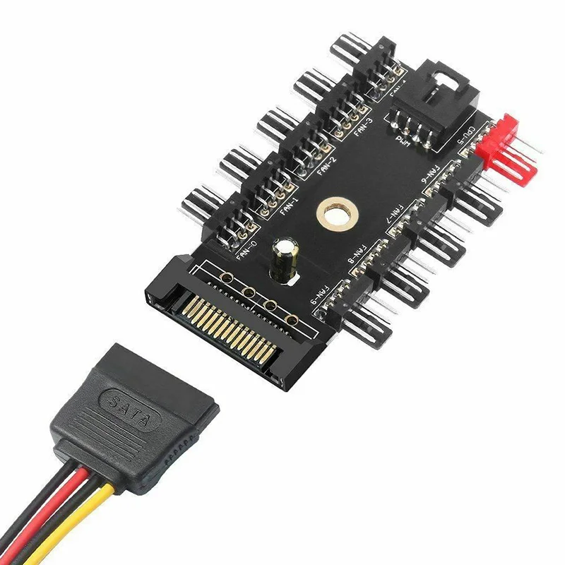 ПК шасси вентилятор концентратор cpu охлаждения 10 road 12V 4 Pin/SATA порт кабель pwm