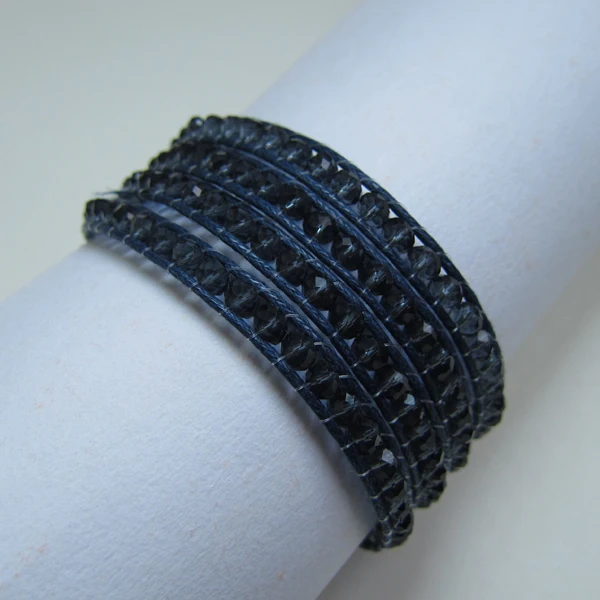 Бесплатная доставка! 4 мм графитовый Темно-Синий Кристалл бусины обернуть