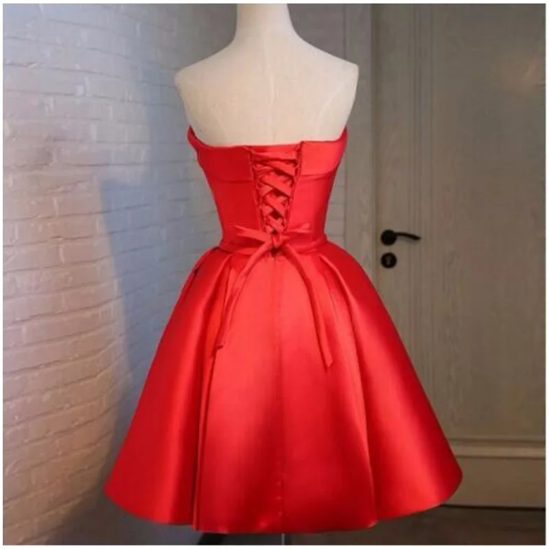 ANGELSBRIDEP без бретелек в красный горошек Мини Red Dot/короткое платье для выпускного
