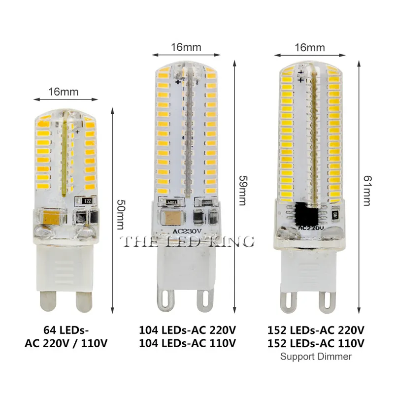 Супер яркая кукурузная лампа Cree G9 5 шт./лот 220 В переменного тока 7 Вт 9 12 15 21 SMD 2835 3014