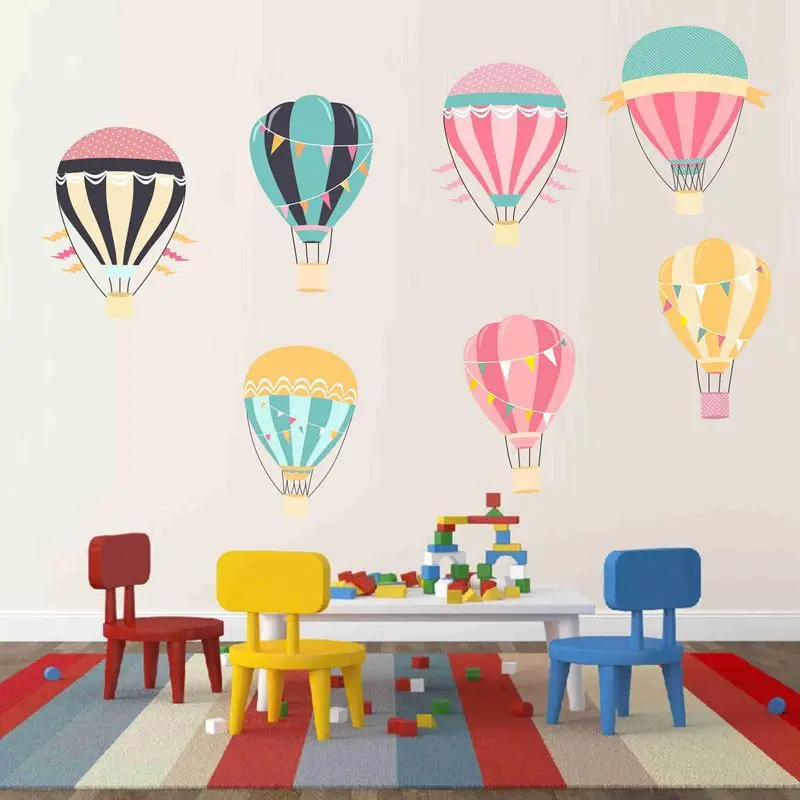 Романтическая мультяшная виниловая наклейка на стену с воздушным шаром цветная
