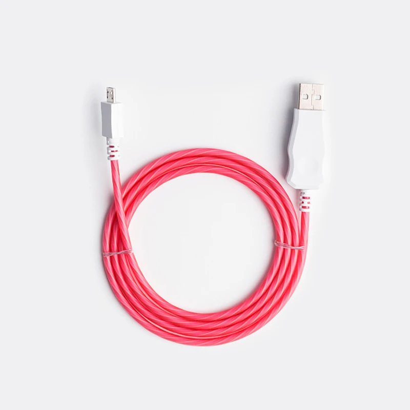 Красный Светодиодный usb-кабель, светильник-вспышка, линия передачи данных, зарядное устройство для мобильного телефона для iPhone, кабель для передачи данных для Xiaomi Android, кабель type-C 1 м - Цвет: Красный