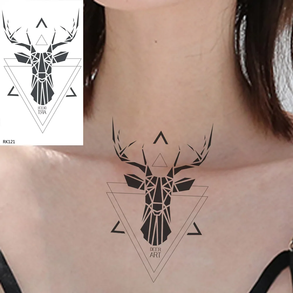 OMMGO геометрический фрагмент олень треугольник Временные татуировки стикер