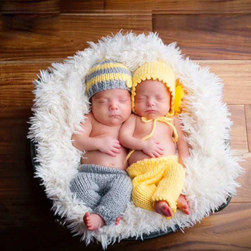 Cute Newborn Photography Props Blanket BABY Wraps Kid Photo Props Infant  Yellow Gray  fotografi Knit Crochet Costume