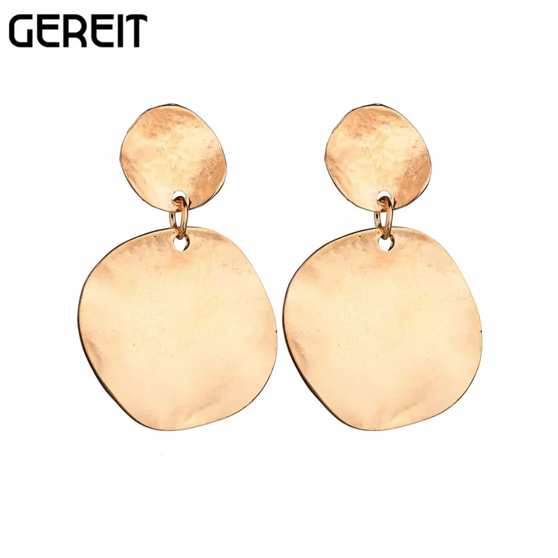 GEREIT, в стиле панк, большие, золотые, серебряные, квадратные серьги-кольца, большие, треугольные, в форме сердца, массивные серьги для женщин, Kpop, ювелирные изделия, подвески