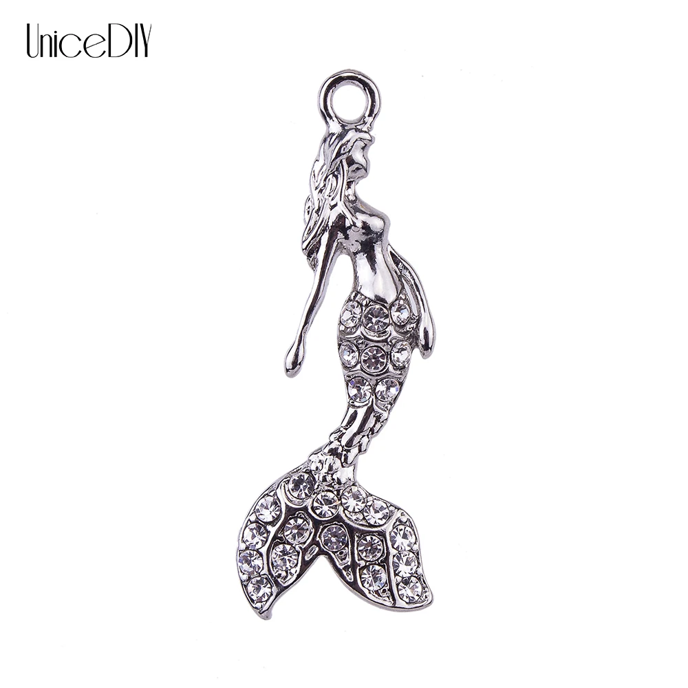 

FIN15082 Fashion DIY 3.3*1.2cm Alloy Charms&Pendant For Necklace Bracelet Jewelry Findings Silver Plated Unique Mermaid Design
