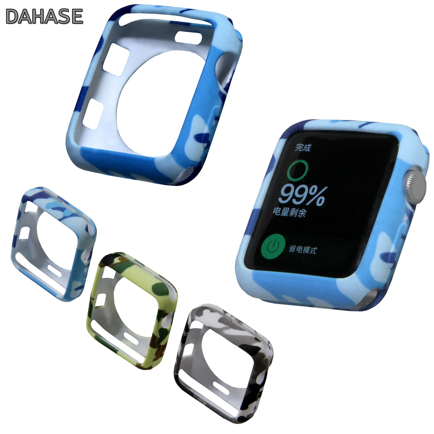 Камуфляжный Мягкий силиконовый чехол для Apple Watch 42 мм 38 с полной защитой iWatch серии