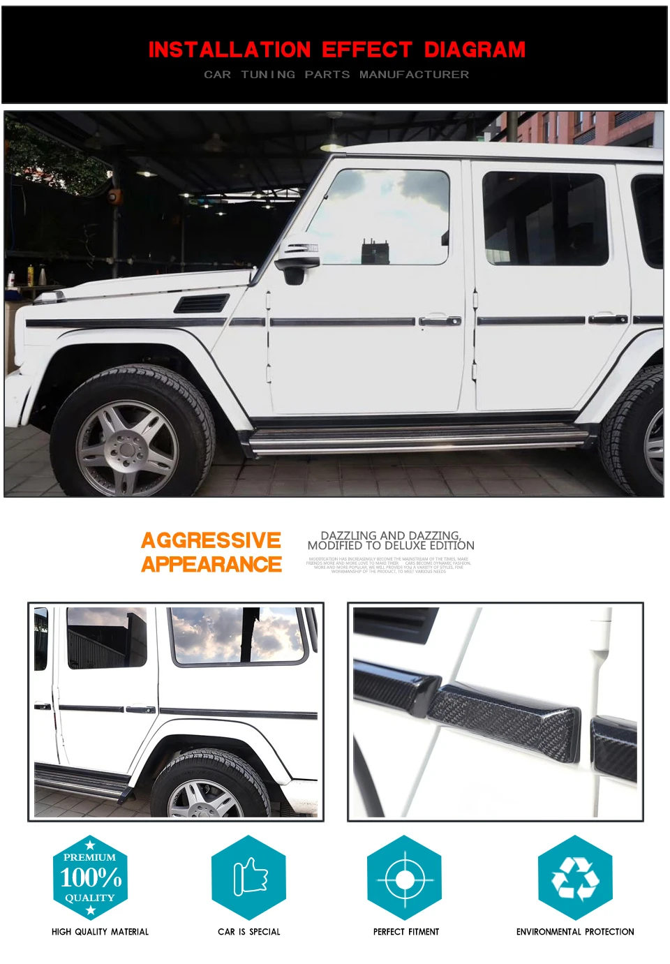 Сухой углеродного волокна элементы отделки автомобиля полосы Для Mecedes-Benz G Class G55 G65 G550 G500 2013- все бензиновые автомобили и G350 дизельных автомобилей