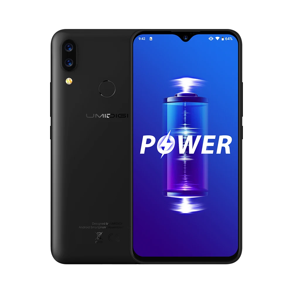 Смартфон UMIDIGI POWER 4G 6 3 дюймов Android 9 0 Helio P35 четыре ядра 4 Гб ОЗУ 64 ПЗУ 5150 МП