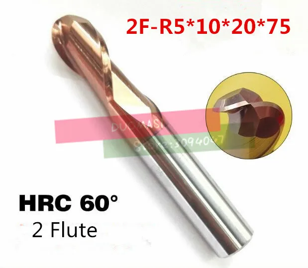 2F-R5.0*10*20*75 HRC60,carbide Square Flatted End Mills coating:nano TWO flute diameter 10 mm, The Lather,boring Bar,cnc,machine