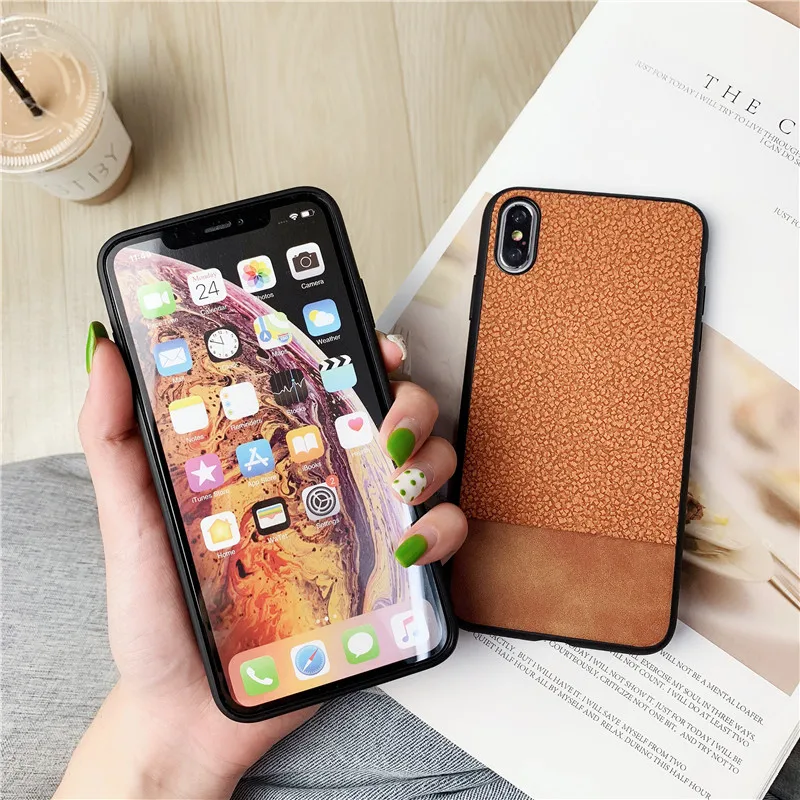 Тонкий ТПУ чехол для iphone X XS MAX XR тонкий гибридный тканевый 8 7 plus 6 6s Бизнес Стиль Coque