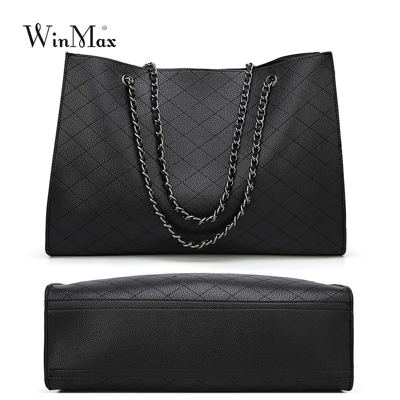 Winmax известный дизайнер Брендовые женские кожаные сумки большие Daimond решетка цепь